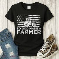 Patriotic American Flag Tractor So God Made A Farmer Gift Women's T-Shirt thumb 3