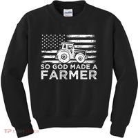 Patriotic American Flag Tractor So God Made A Farmer Gift Kids Sweatshirt thumb 0