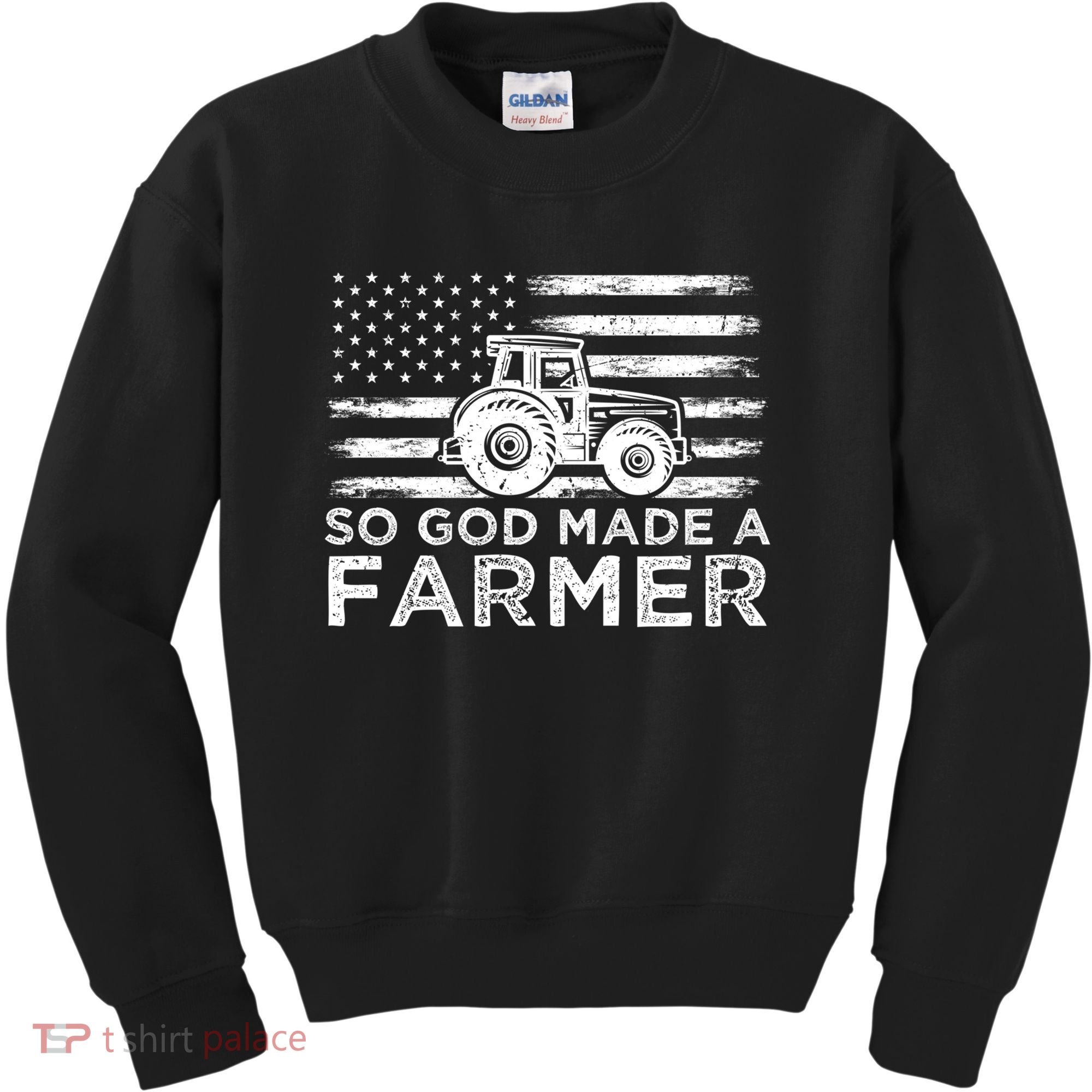 Patriotic American Flag Tractor So God Made A Farmer Gift Kids Sweatshirt