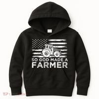 Patriotic American Flag Tractor So God Made A Farmer Gift Kids Hoodie thumb 0
