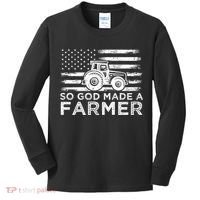 Patriotic American Flag Tractor So God Made A Farmer Gift Kids Long Sleeve Shirt thumb 0