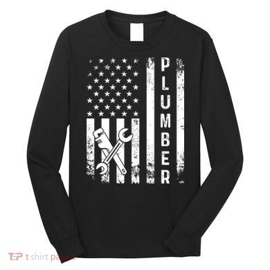 Plumber American Flag Plumbing Long Sleeve Shirt