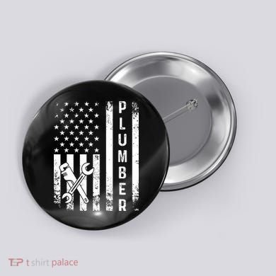Plumber American Flag Plumbing Button