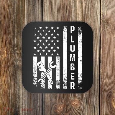 Plumber American Flag Plumbing Coaster