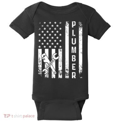 Plumber American Flag Plumbing Baby Bodysuit