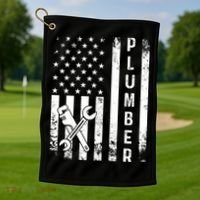 Plumber American Flag Plumbing Golf Towel thumb 1