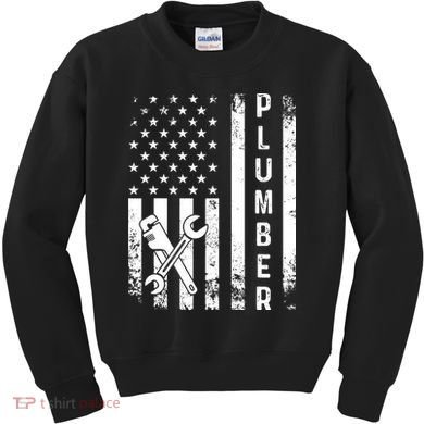 Plumber American Flag Plumbing Kids Sweatshirt