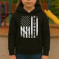 Plumber American Flag Plumbing Kids Hoodie thumb 3