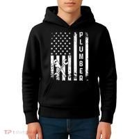 Plumber American Flag Plumbing Kids Hoodie thumb 4
