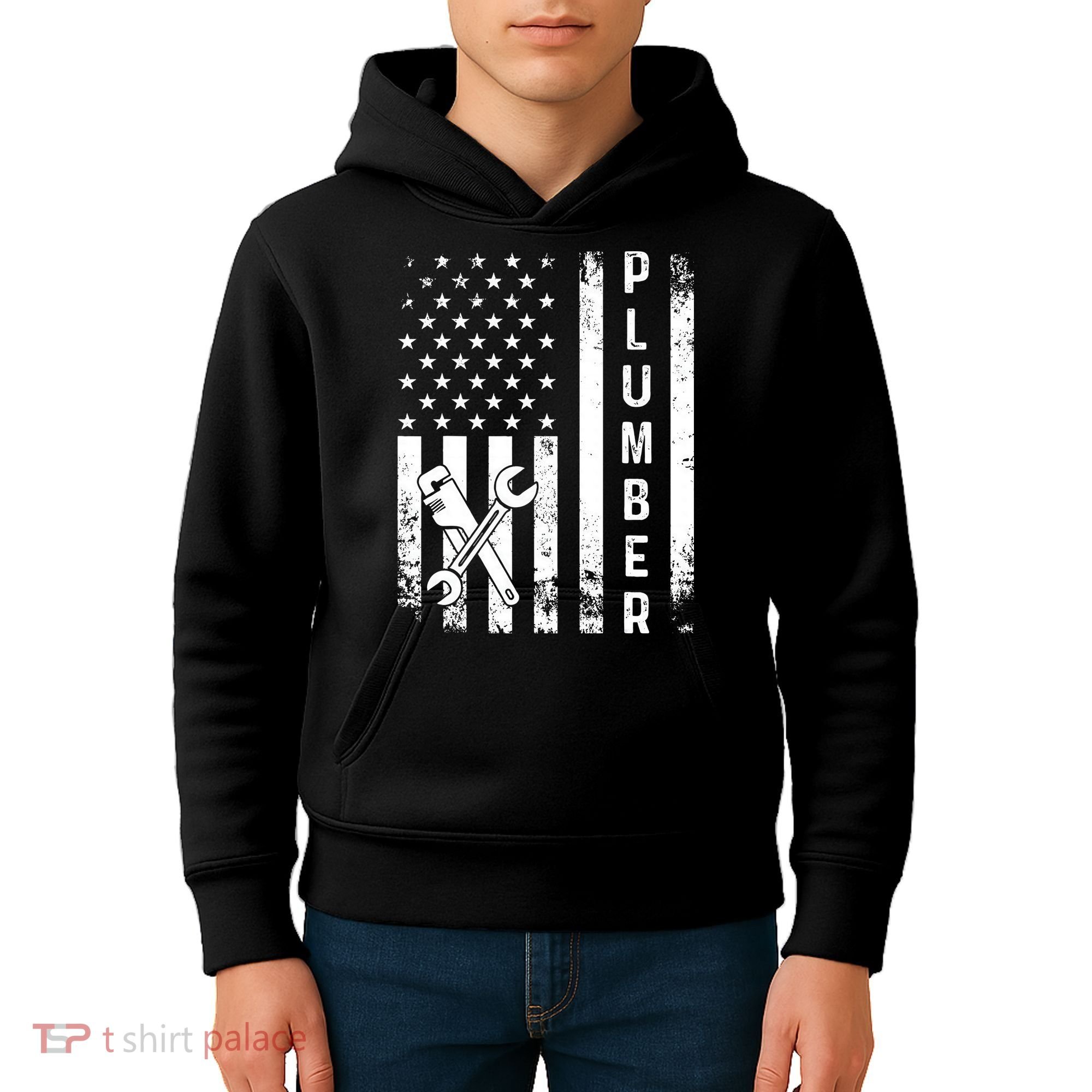 Plumber American Flag Plumbing Kids Hoodie