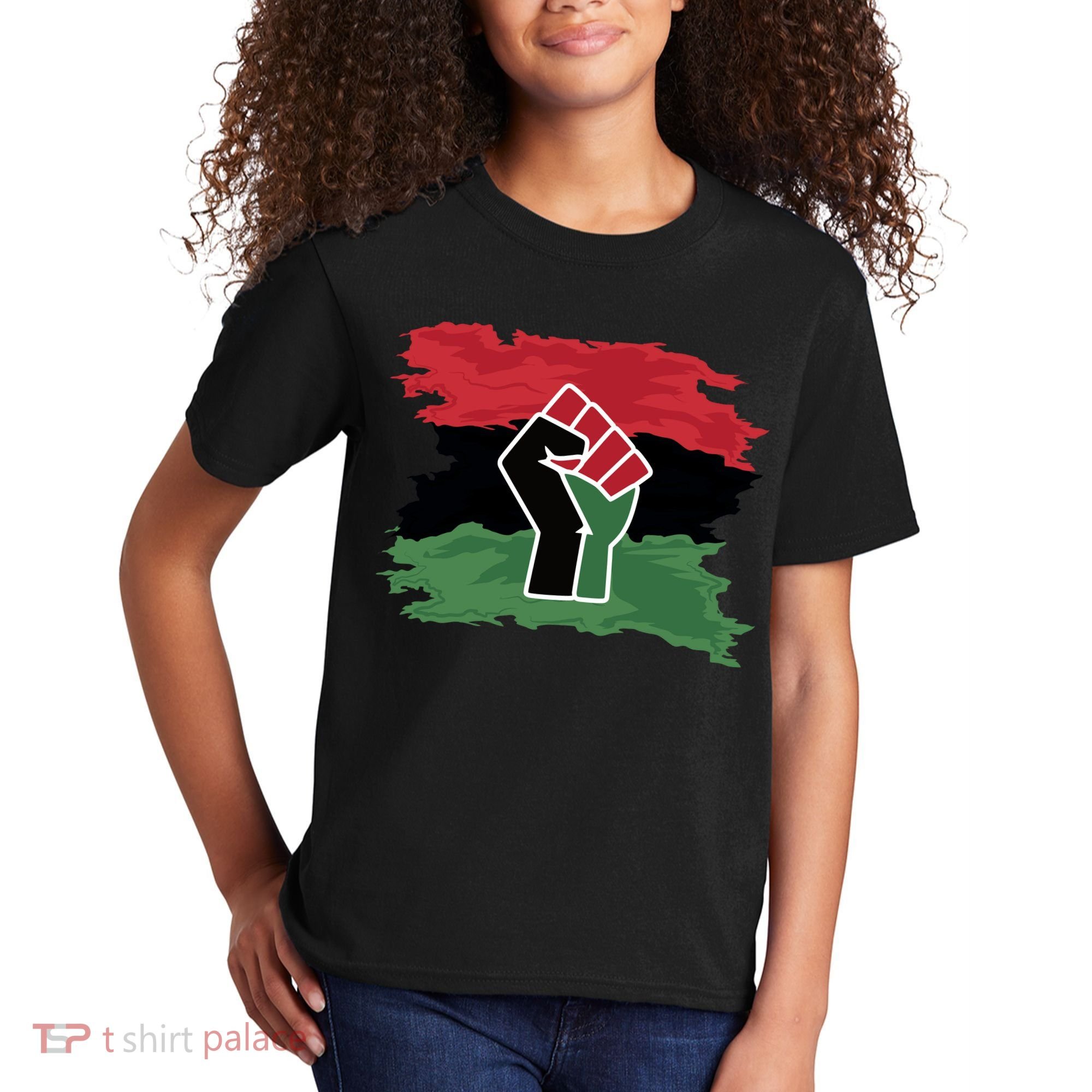 Pan African Flag Black Fist U.N.I.A. Flag Kids T-Shirt