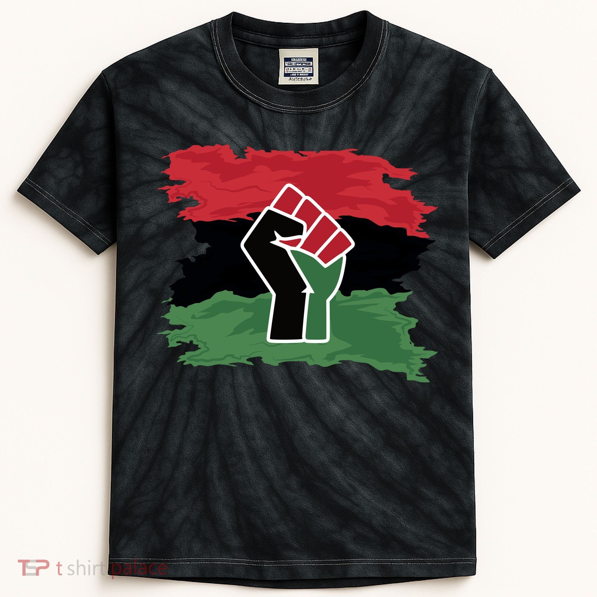 Pan African Flag Black Fist U.N.I.A. Flag Kids Tie-Dye T-Shirt
