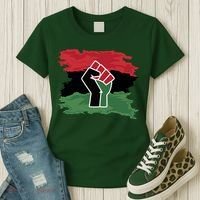 Pan African Flag Black Fist U.N.I.A. Flag Women's T-Shirt thumb 3