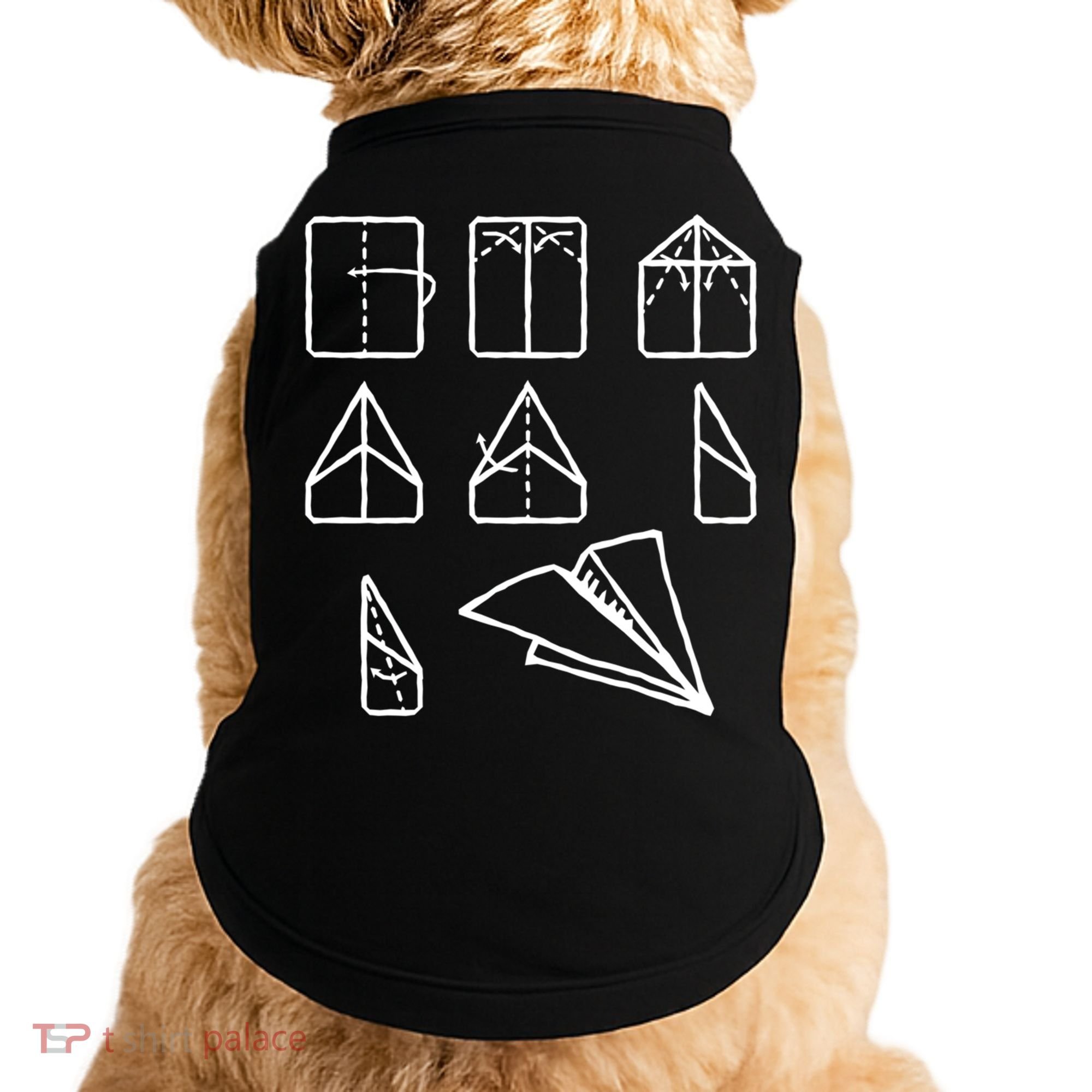Paper Airplane Folding Instruction Gift Doggie Tank