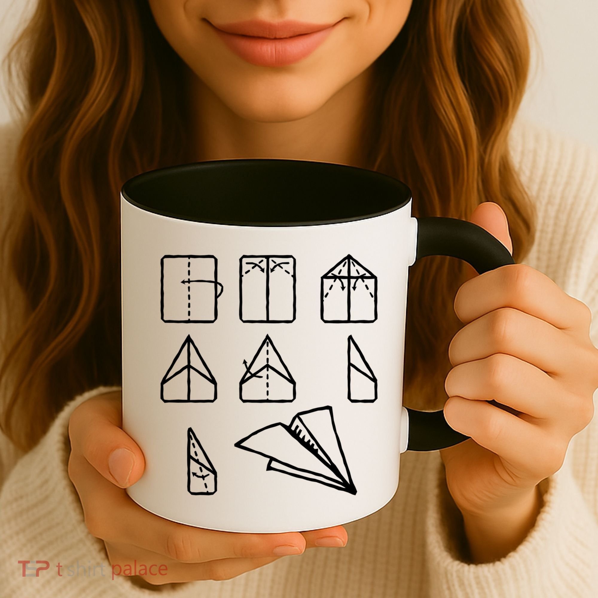 Paper Airplane Folding Instruction Gift Coffee Mug