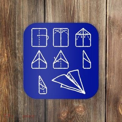 Paper Airplane Folding Instruction Gift Coaster