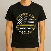 Police And Fire 911 Dispatcher Thin Gold Line Flag T-Shirt thumb 3