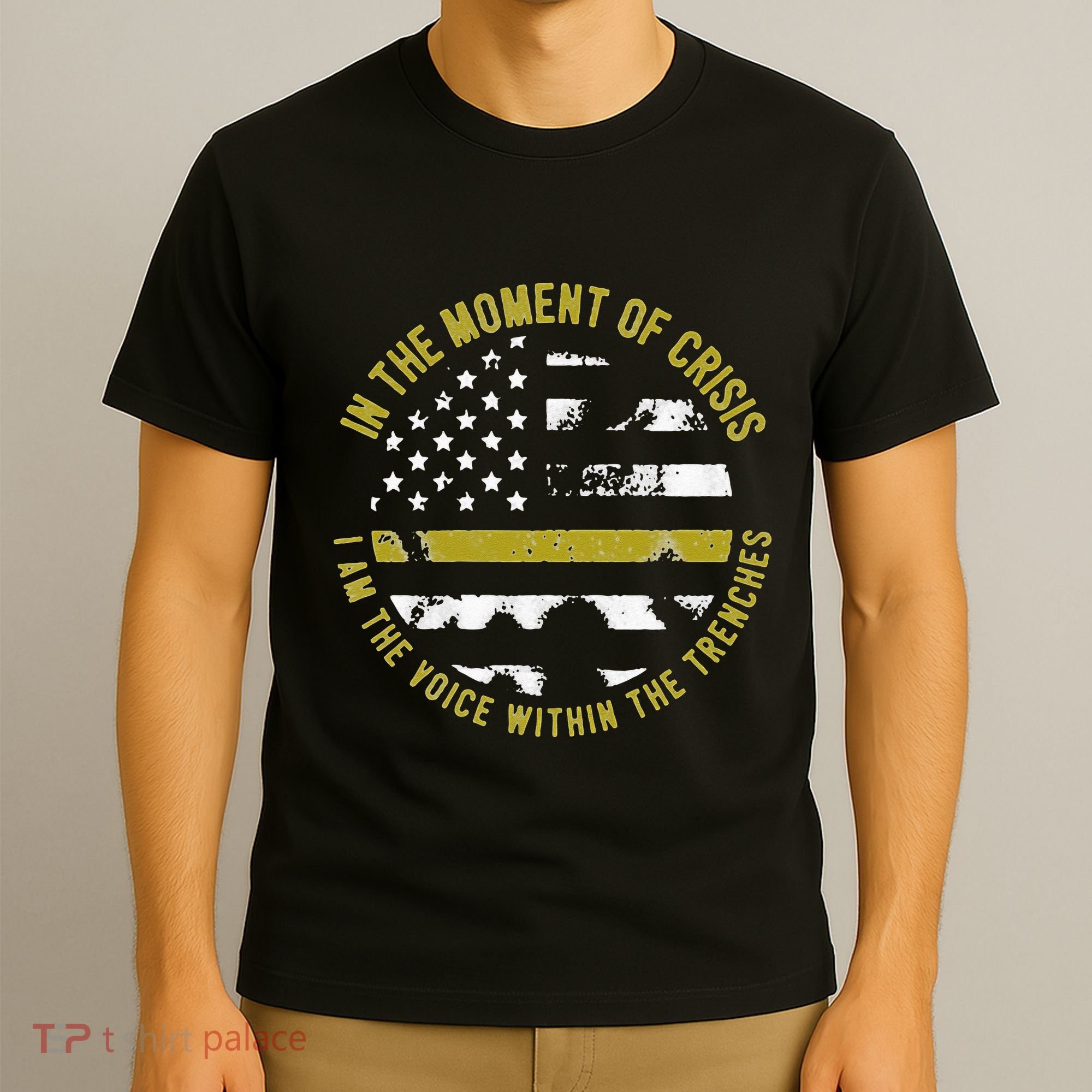 Police And Fire 911 Dispatcher Thin Gold Line Flag T-Shirt