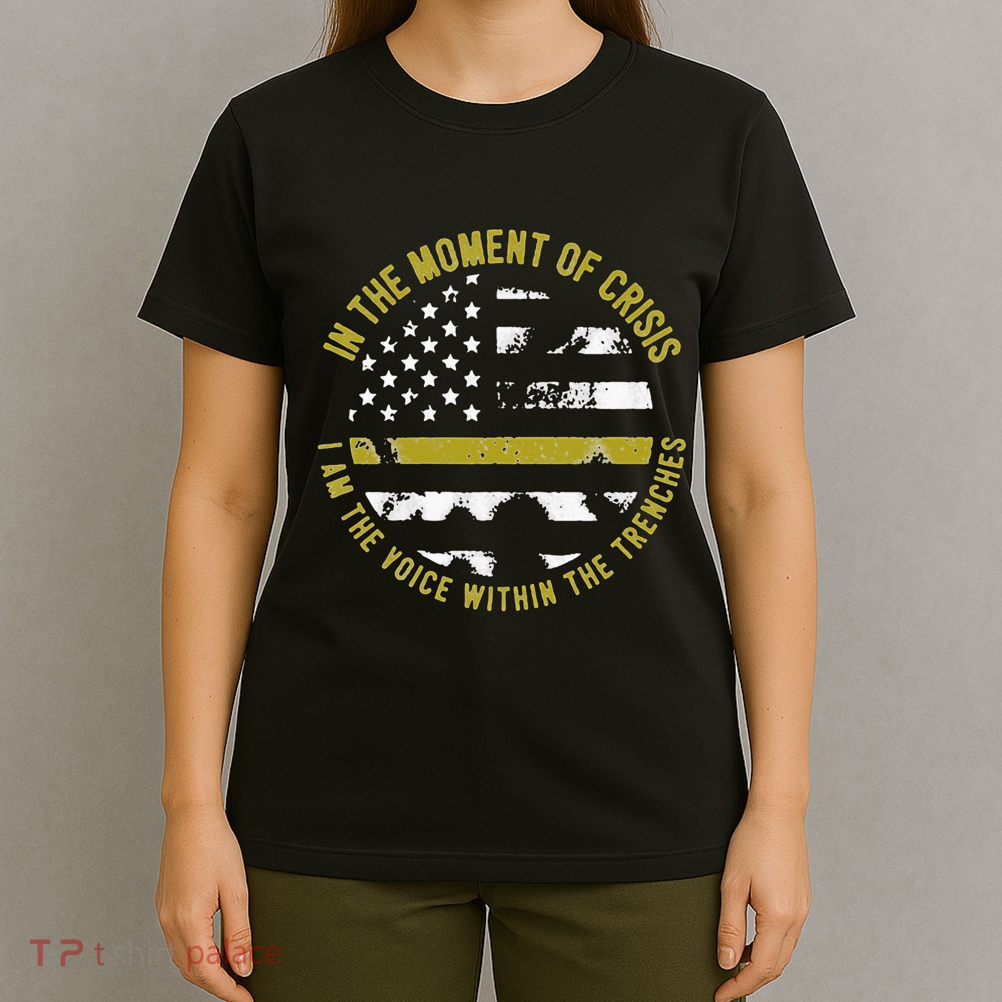 Police And Fire 911 Dispatcher Thin Gold Line Flag T-Shirt