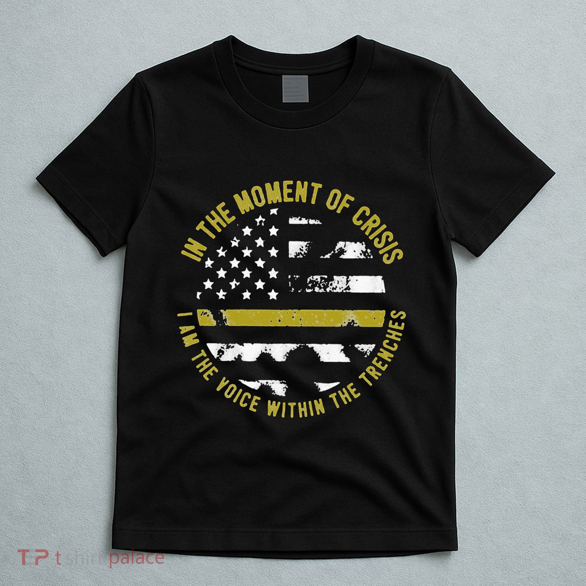 Police And Fire 911 Dispatcher Thin Gold Line Flag T-Shirt