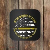 Police And Fire 911 Dispatcher Thin Gold Line Flag Coaster thumb 0