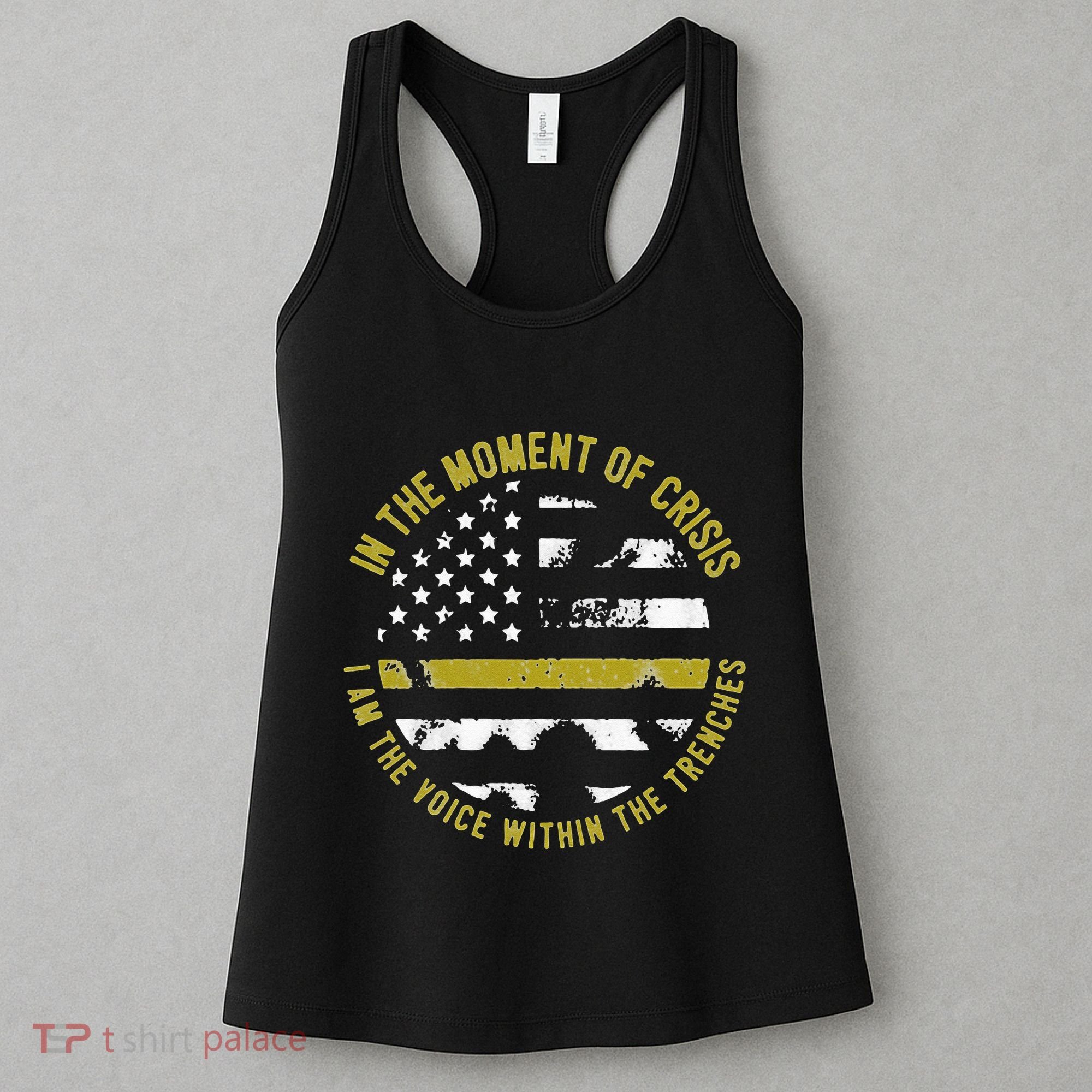 Police And Fire 911 Dispatcher Thin Gold Line Flag Women's Tank Top