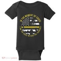 Police And Fire 911 Dispatcher Thin Gold Line Flag Baby Bodysuit thumb 0