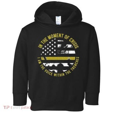 Police And Fire 911 Dispatcher Thin Gold Line Flag Toddler Hoodie