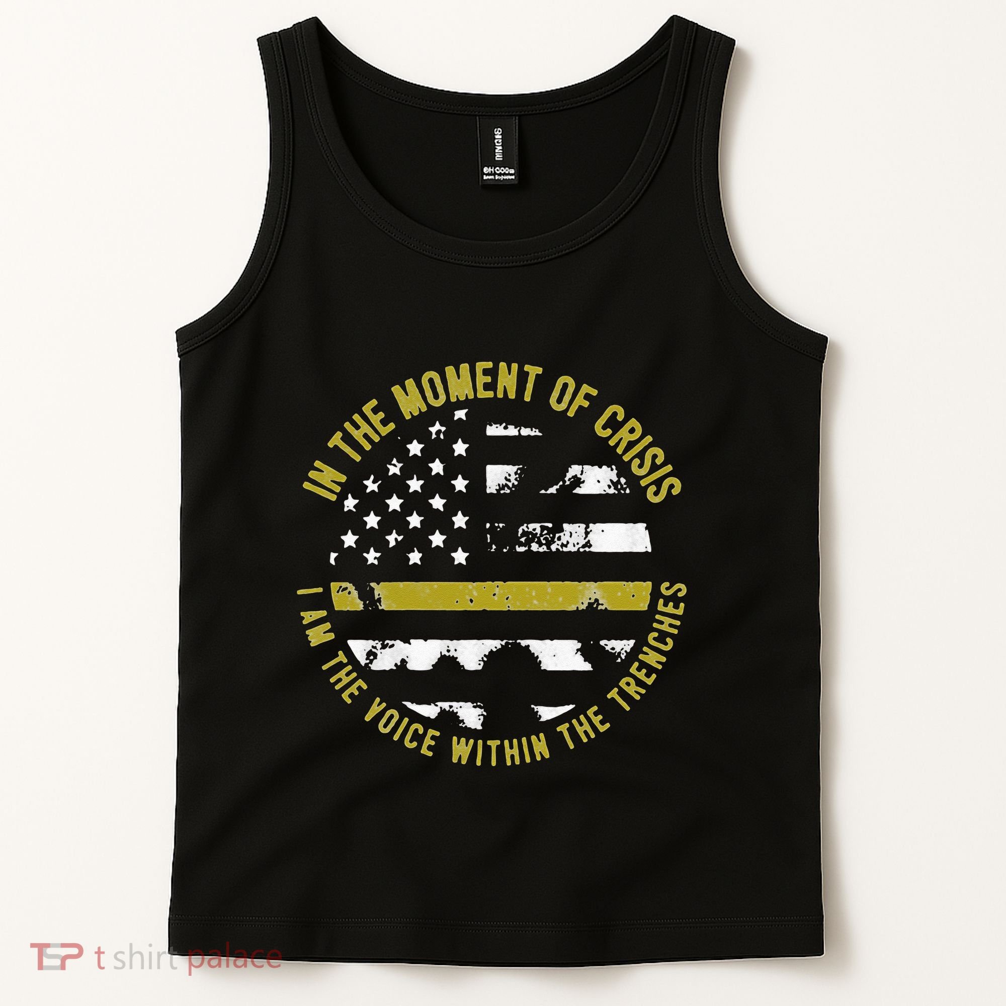 Police And Fire 911 Dispatcher Thin Gold Line Flag Tank Top