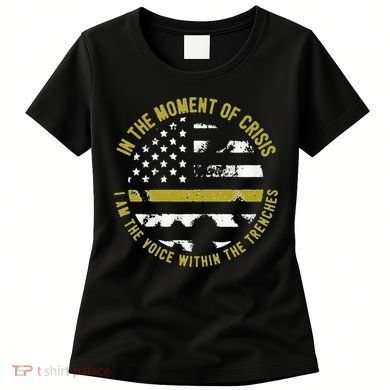 Police And Fire 911 Dispatcher Thin Gold Line Flag Women's T-Shirt