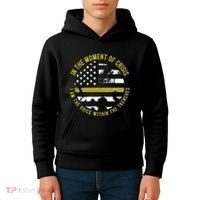 Police And Fire 911 Dispatcher Thin Gold Line Flag Kids Hoodie thumb 4