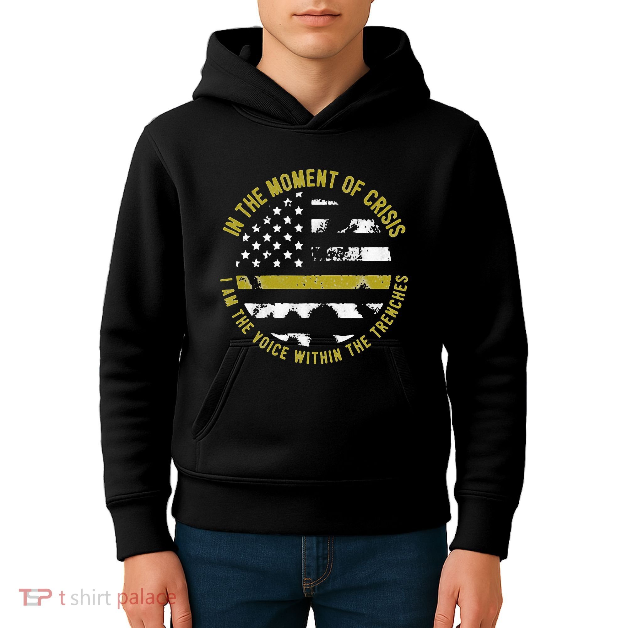 Police And Fire 911 Dispatcher Thin Gold Line Flag Kids Hoodie