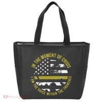 Police And Fire 911 Dispatcher Thin Gold Line Flag Tote Bag thumb 0