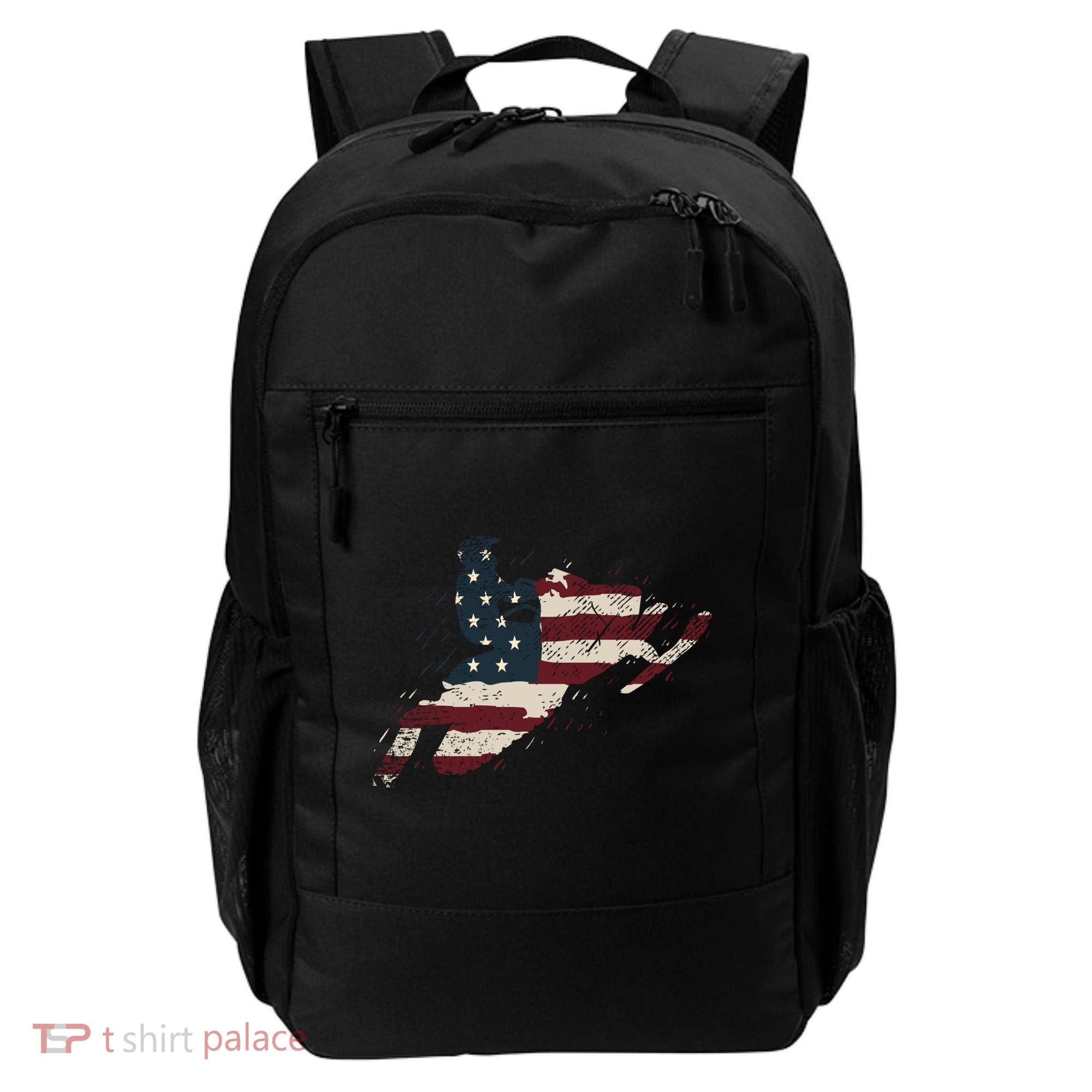 Proud American Flag Snowmobiling Gift Snowmobile Riding Gift Backpack