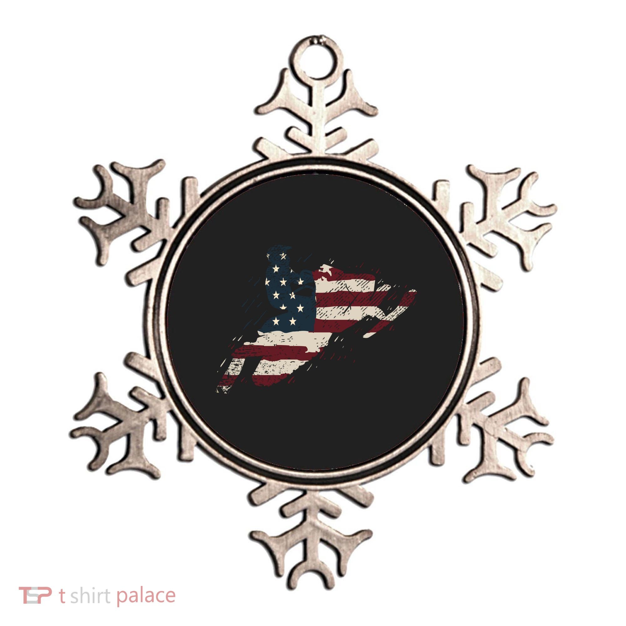 Proud American Flag Snowmobiling Gift Snowmobile Riding Gift Ornament