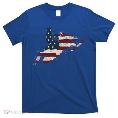 Proud American Flag Snowmobiling Gift Snowmobile Riding Gift T-Shirt