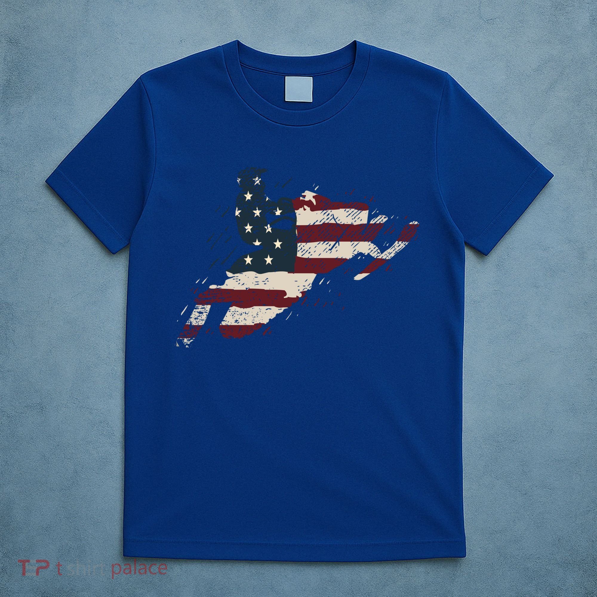 Proud American Flag Snowmobiling Gift Snowmobile Riding Gift T-Shirt