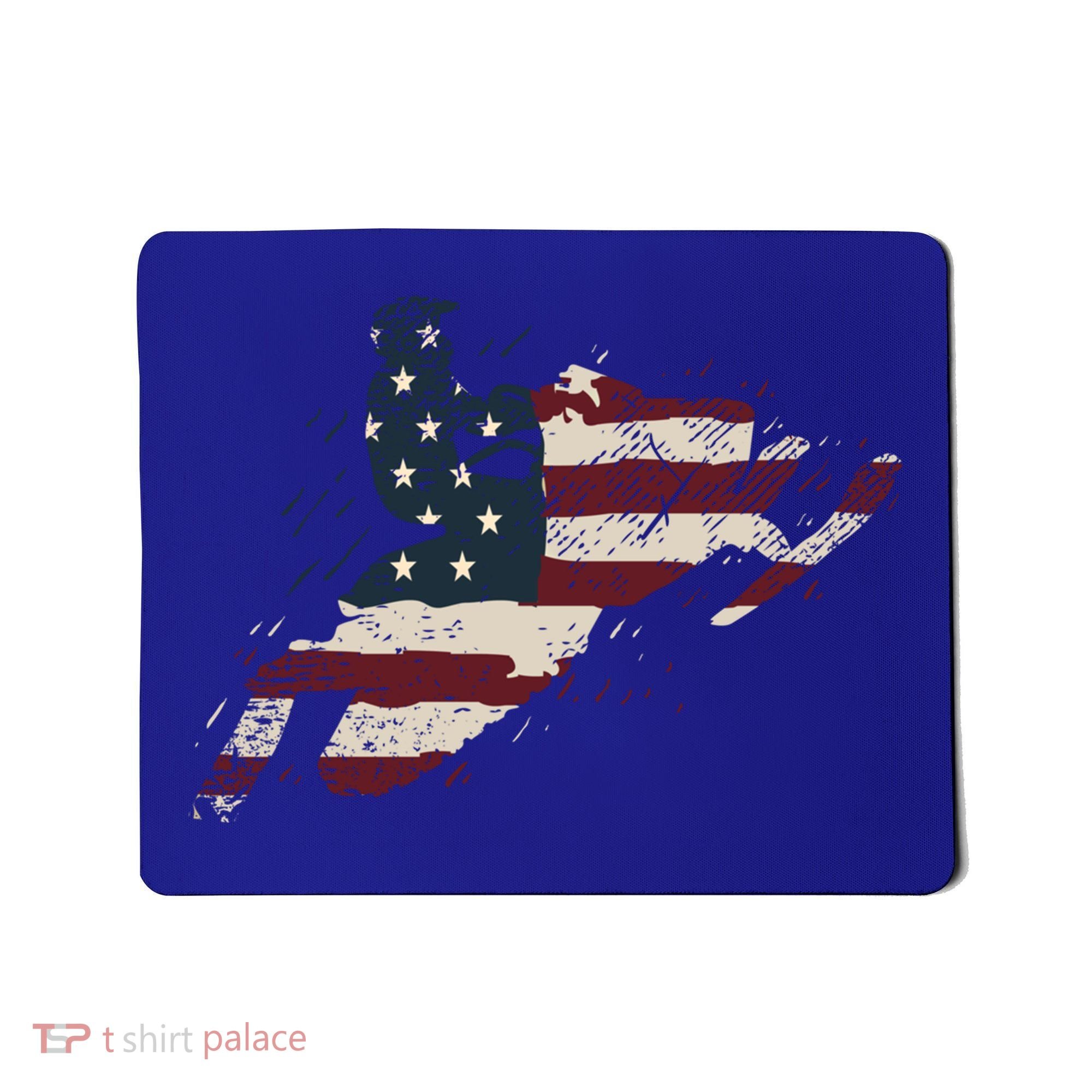 Proud American Flag Snowmobiling Gift Snowmobile Riding Gift Mousepad