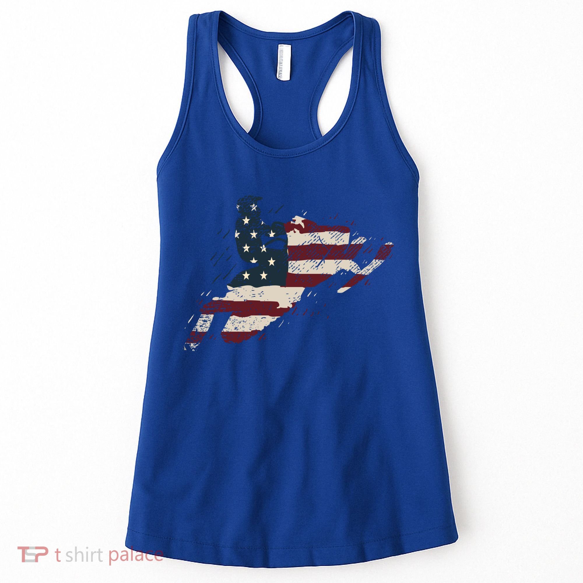 Proud American Flag Snowmobiling Gift Snowmobile Riding Gift Women's Tank Top