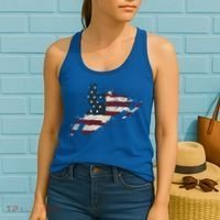 Proud American Flag Snowmobiling Gift Snowmobile Riding Gift Women's Tank Top thumb 2