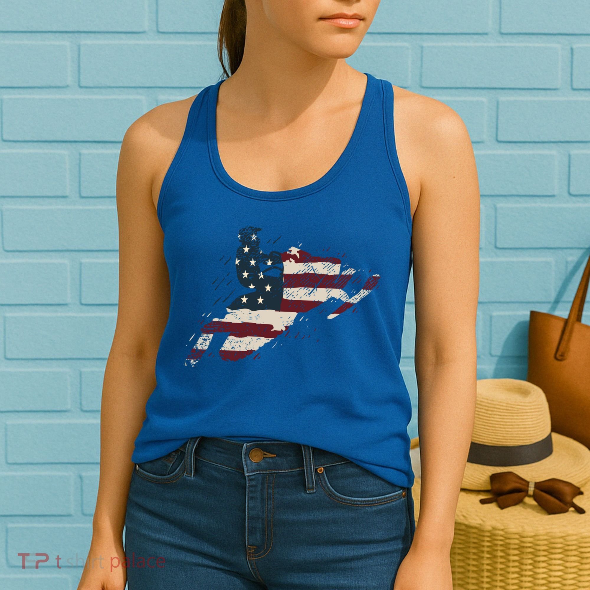 Proud American Flag Snowmobiling Gift Snowmobile Riding Gift Women's Tank Top