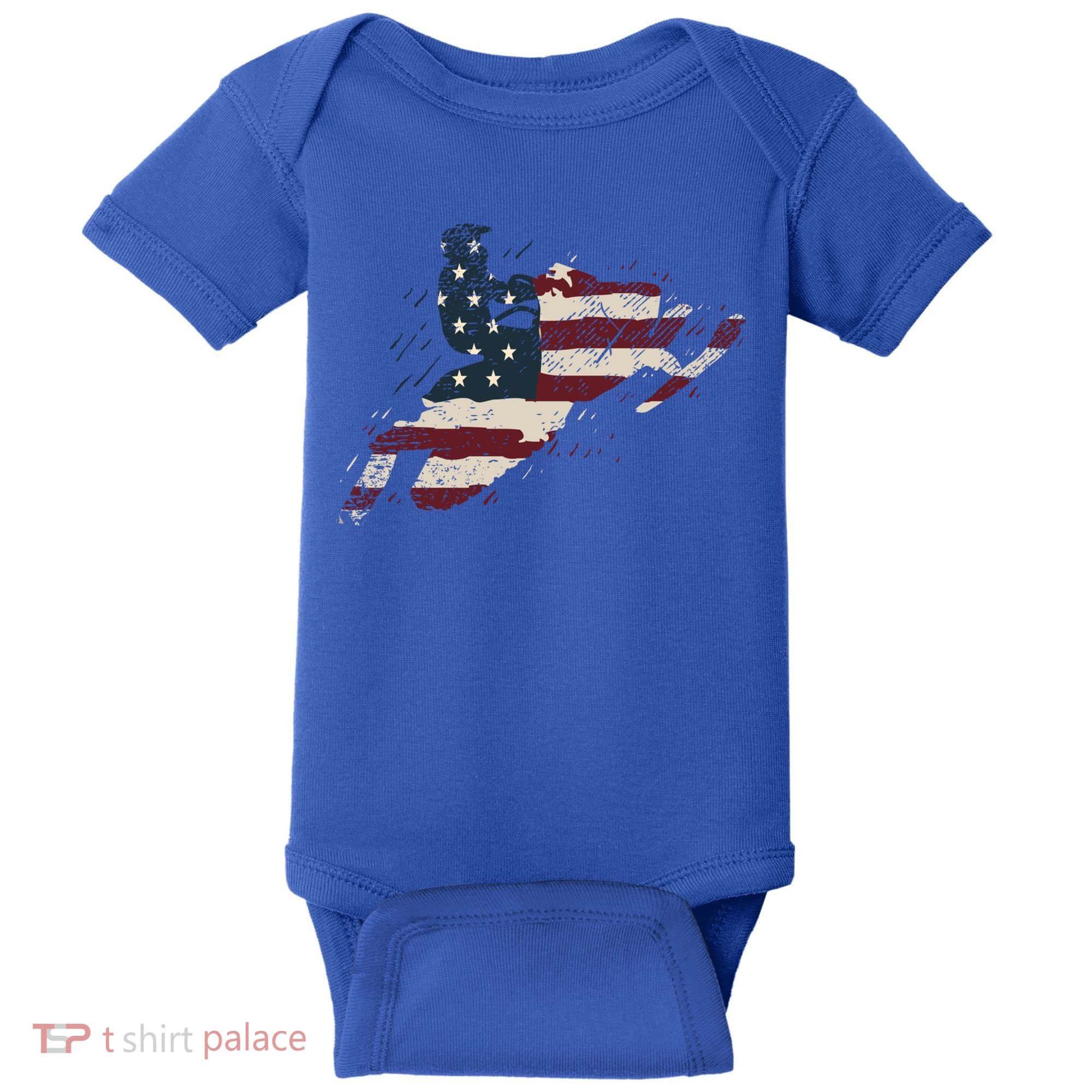 Proud American Flag Snowmobiling Gift Snowmobile Riding Gift Baby Bodysuit