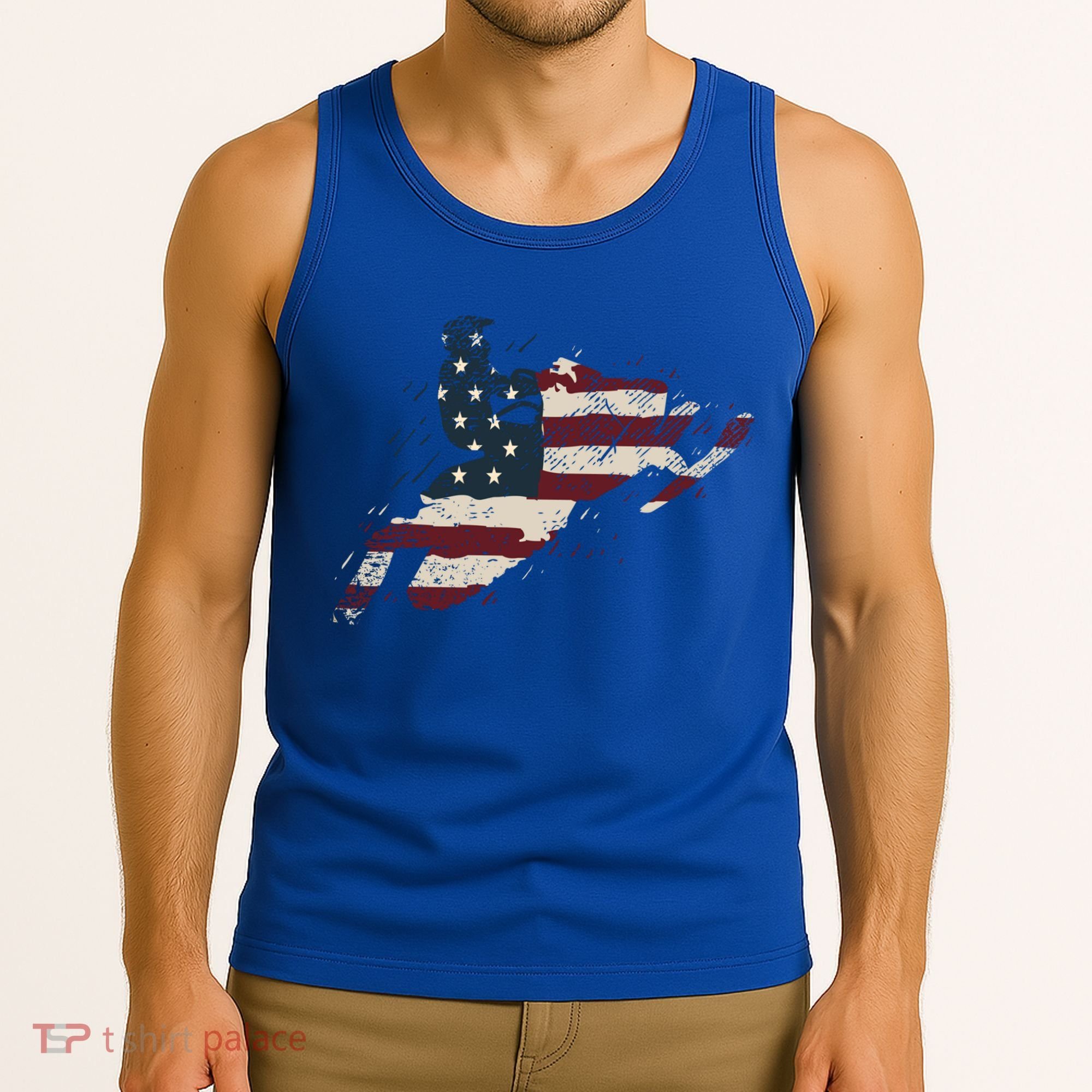 Proud American Flag Snowmobiling Gift Snowmobile Riding Gift Tank Top