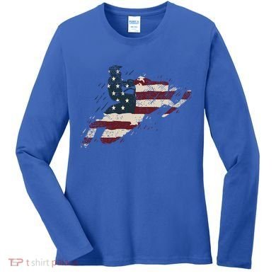 Proud American Flag Snowmobiling Gift Snowmobile Riding Gift Women's Long Sleeve Shirt