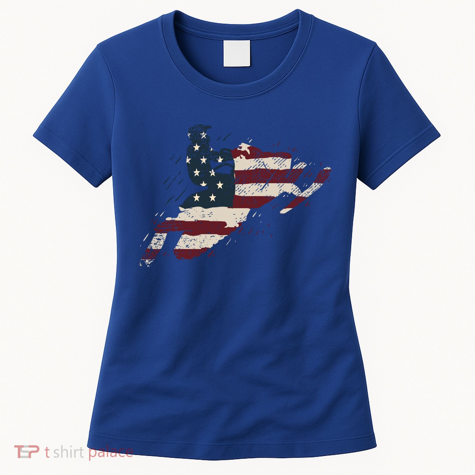 Proud American Flag Snowmobiling Gift Snowmobile Riding Gift Women's T-Shirt