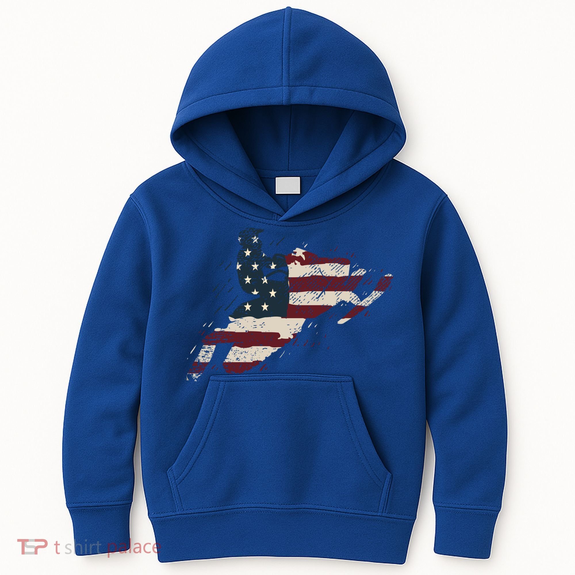 Proud American Flag Snowmobiling Gift Snowmobile Riding Gift Kids Hoodie