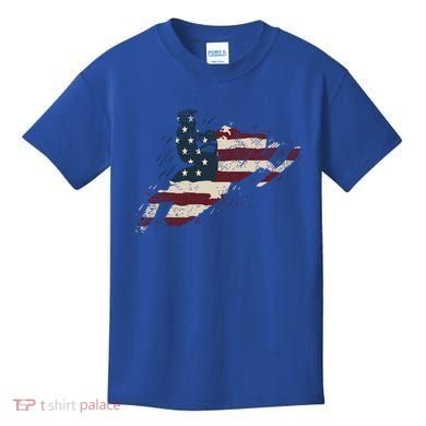 Proud American Flag Snowmobiling Gift Snowmobile Riding Gift Kids T-Shirt