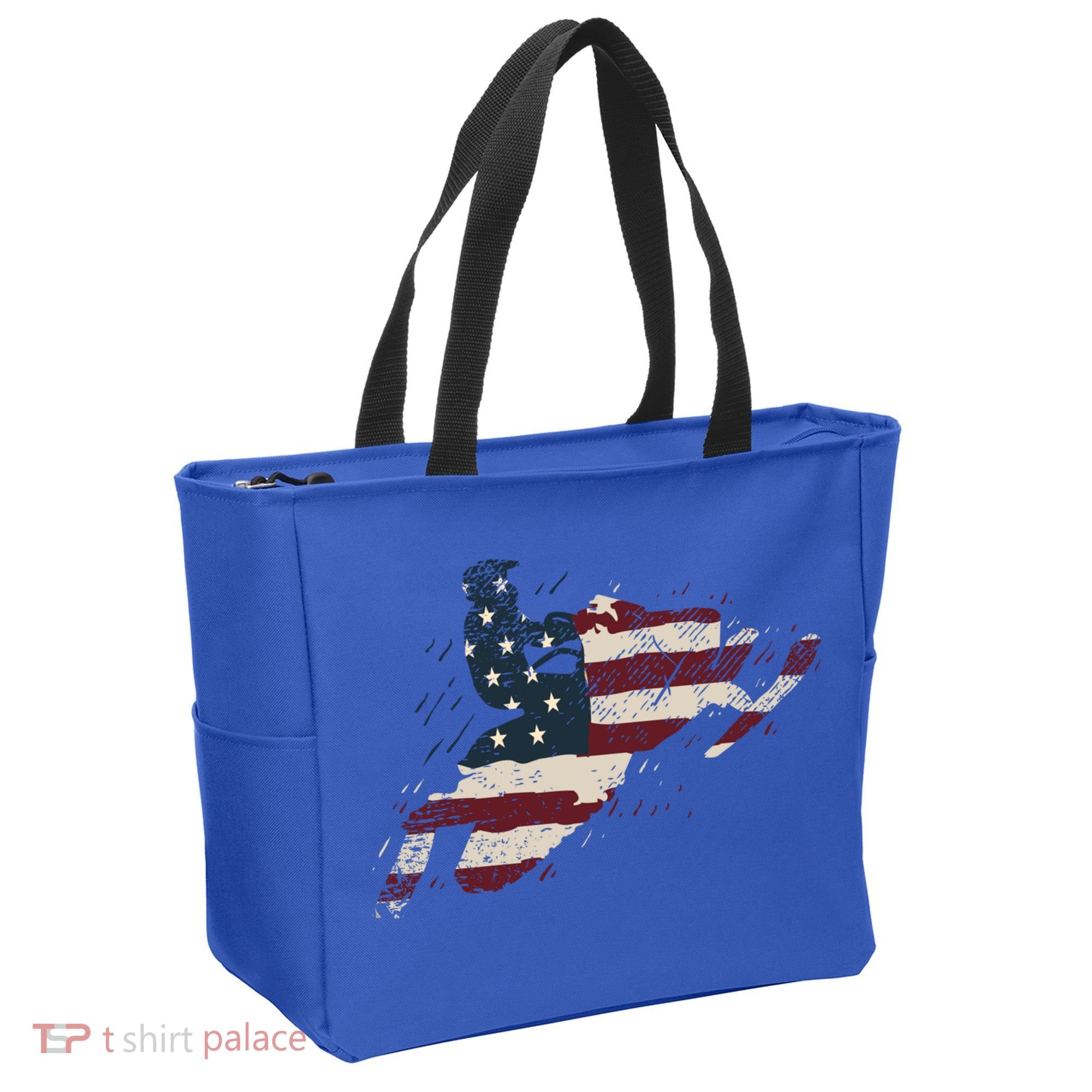 Proud American Flag Snowmobiling Gift Snowmobile Riding Gift Tote Bag