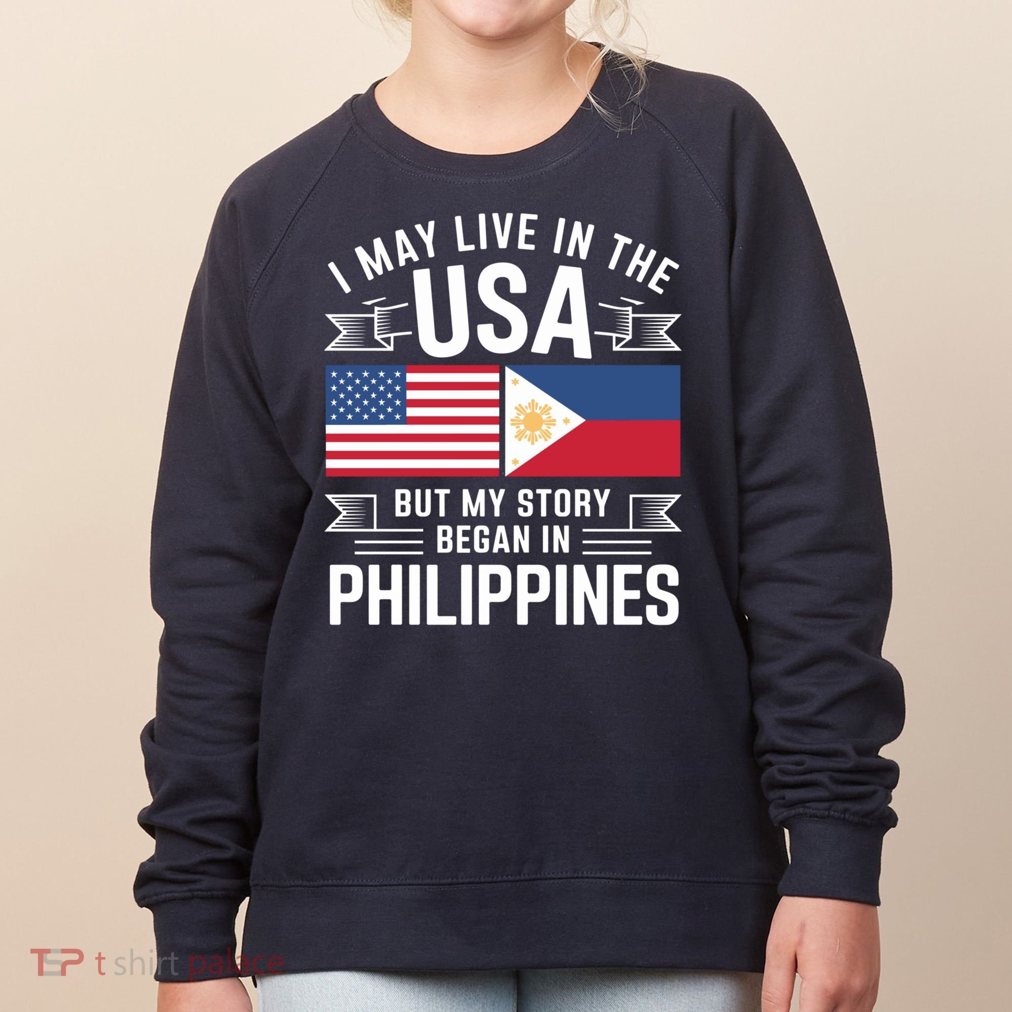 Philippines American Flag Usa Filipino Roots Present Women's Sweatshirt