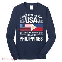 Philippines American Flag Usa Filipino Roots Present Long Sleeve Shirt thumb 0